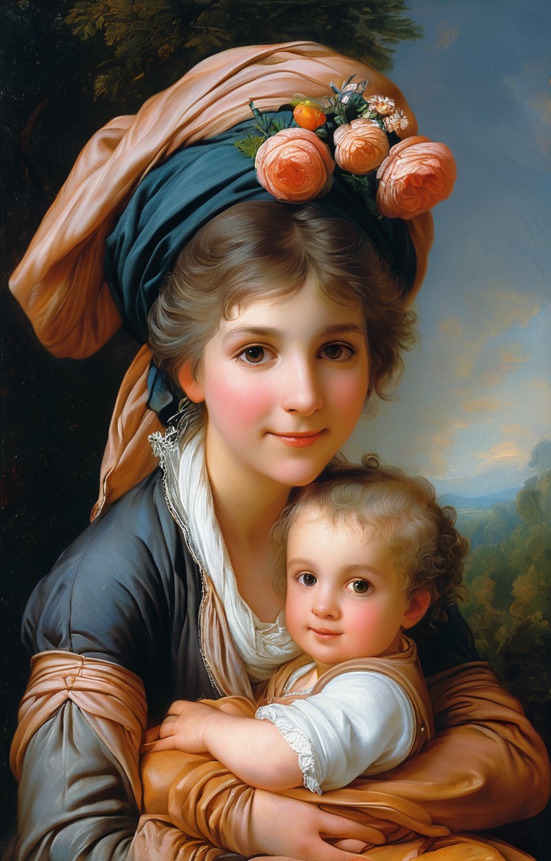 masterpiece,best quality,<lora:tbh152-sdxl:0.8>,illustration,style of Élisabeth Vigée-Lebrun portrait of family